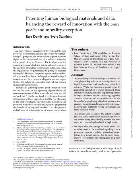 PatentingBiologicalMaterials:ABalancingAct